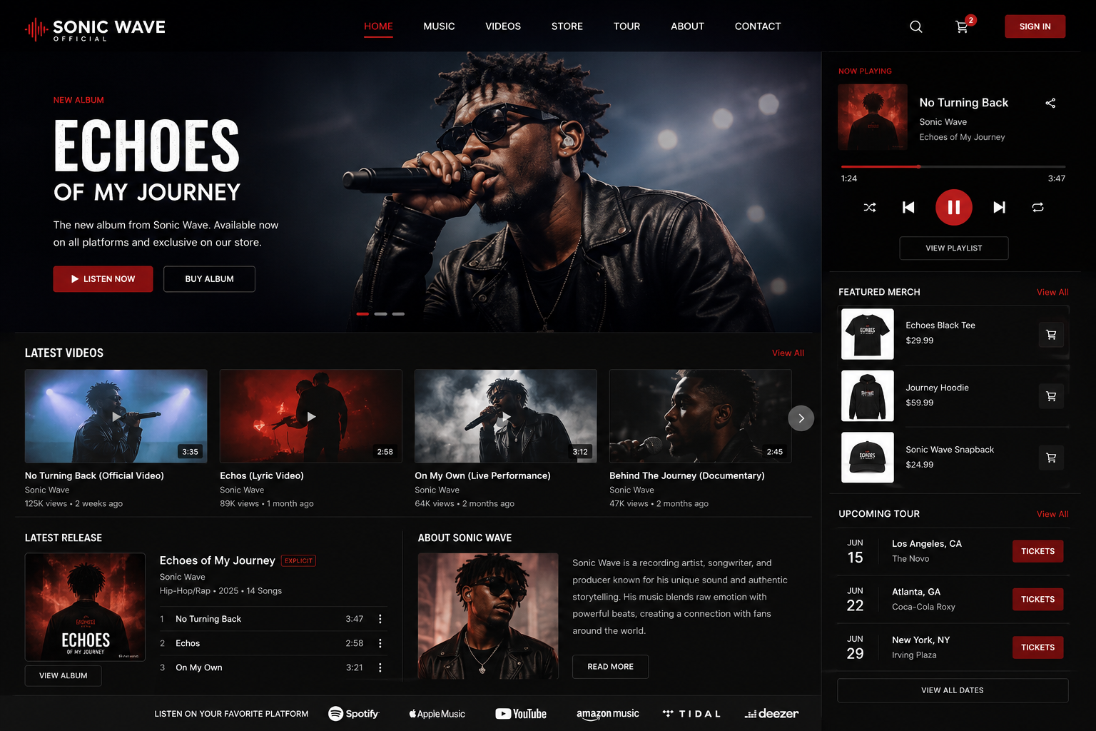 Sonic Wave – Music Artist Store & Video Website